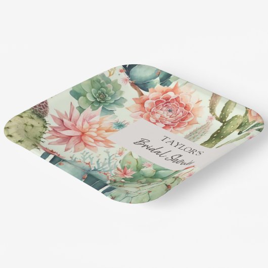 Succulente en Cactus Bloemen Papieren Bordje (Gebogen)