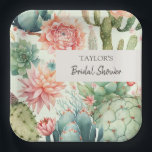 Succulente en Cactus Bloemen Papieren Bordje<br><div class="desc">Succulent en Cactus Flowers Papieren Borden - Presenteren van onze heerlijke cactus bloemen thema papieren borden. Op maat gemaakt voor diegenen die de Westerne allure aanbidden. Dit papieren borden ontwerp, versierd met cactus bloemen en vetplanten omhuld in zachte, pasteltinten om de perfecte sfeer te creëren. Met zijn chique en eigentijdse...</div>