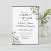 Succulente Eucalyptus Leaves Engagement Party Kaart (Staand voorkant)