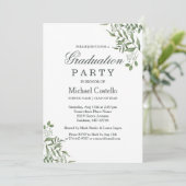 Succulente Eucalyptus Leaves Graduation Party Kaart (Staand voorkant)