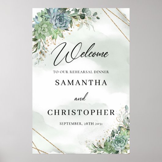 Succulente eucalyptus Welkom bij het repetitiebord Poster (Voorkant)