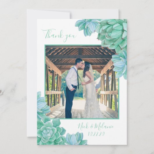 Succulente foto bedankt u + ruimte voor schrifteli notitiekaartje (Voorkant)