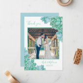 Succulente foto bedankt u + ruimte voor schrifteli notitiekaartje (Voorkant / Achterkant in situ)