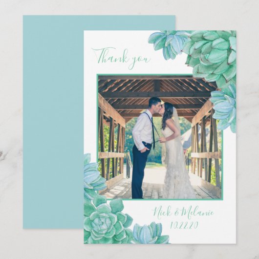 Succulente foto bedankt u + ruimte voor schrifteli notitiekaartje (Voorkant / Achterkant)