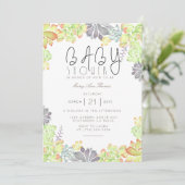 Succulente gelukzaligheid Waterverf | Baby shower  Kaart (Staand voorkant)