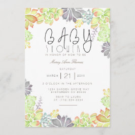 Succulente gelukzaligheid Waterverf | Baby shower Kaart