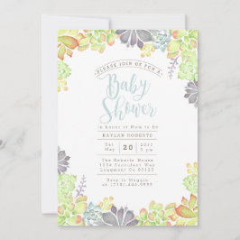 Succulente gelukzaligheid Waterverf | Baby shower Kaart