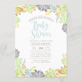 Succulente gelukzaligheid Waterverf | Baby shower Kaart