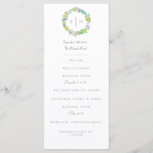 Succulente gelukzaligheid Waterverf | INITIAAL | P Programmakaart (Voorkant)