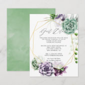 Succulente Geometric Wedding Guest Details Informatiekaartje (Voorkant / Achterkant)