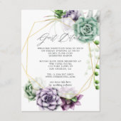 Succulente Geometric Wedding Guest Details Informatiekaartje (Voorkant)