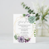 Succulente Geometric Wedding Guest Details Informatiekaartje (Staand voorkant)