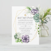 Succulente Geometrische Bat Mitzvah Kaart (Staand voorkant)