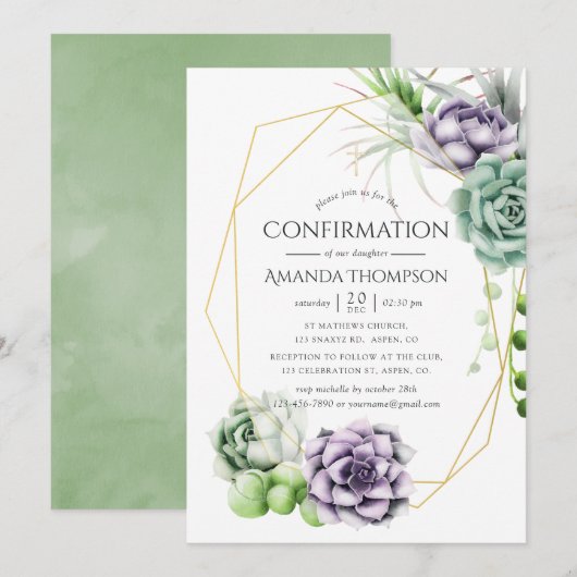 Succulente geometrische bevestiging kaart (Voorkant / Achterkant)