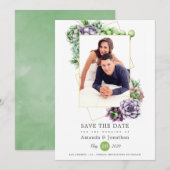 Succulente Geometrische Foto Bruiloft Save The Date (Voorkant / Achterkant)