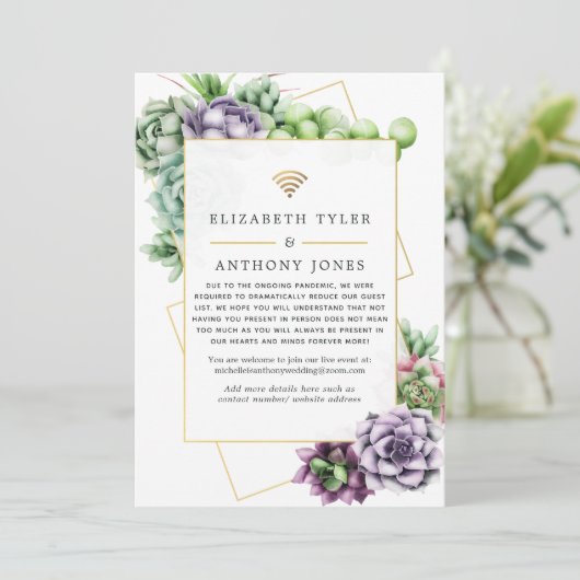 Succulente Geometrische virtuele weduwslijst Aankondiging (Staand voorkant)