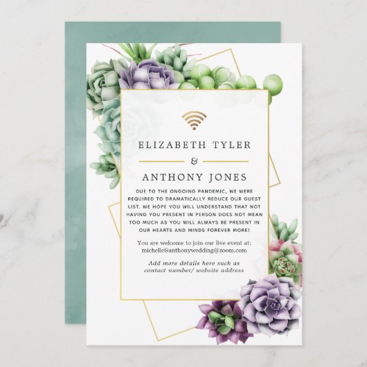 Succulente Geometrische virtuele weduwslijst Aankondiging (Voorkant / Achterkant)