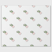 Succulente glimlaingscactus in roze bloempot cadeaupapier (Vlak)