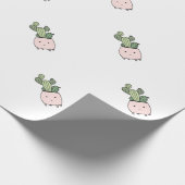 Succulente glimlaingscactus in roze bloempot cadeaupapier (Hoek)