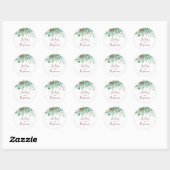 Succulente Greenery Burgundy Red Wedding Ronde Sticker (Vel)
