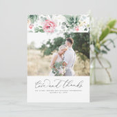 Succulente Greenery Elegant Pink Weddenschap Bedankkaart (Staand voorkant)