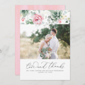 Succulente Greenery Elegant Pink Weddenschap Bedankkaart (Voorkant / Achterkant)