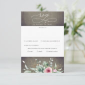 Succulente Greenery en roze Flowers Wedding RSVP Kaartje (Staand voorkant)