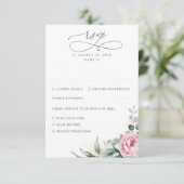 Succulente Greenery en roze Flowers Wedding RSVP Kaartje (Staand voorkant)