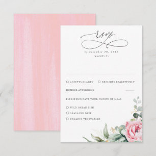 Succulente Greenery en roze Flowers Wedding RSVP Kaartje
