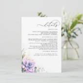 Succulente Greenery Gold Leaves Wedding Details En Informatiekaartje (Staand voorkant)
