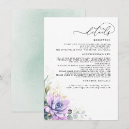 Succulente Greenery Gold Leaves Wedding Details En Informatiekaartje