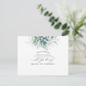 Succulente Greenery Silver Bridesmaid Voorstel Kaart (Staand voorkant)