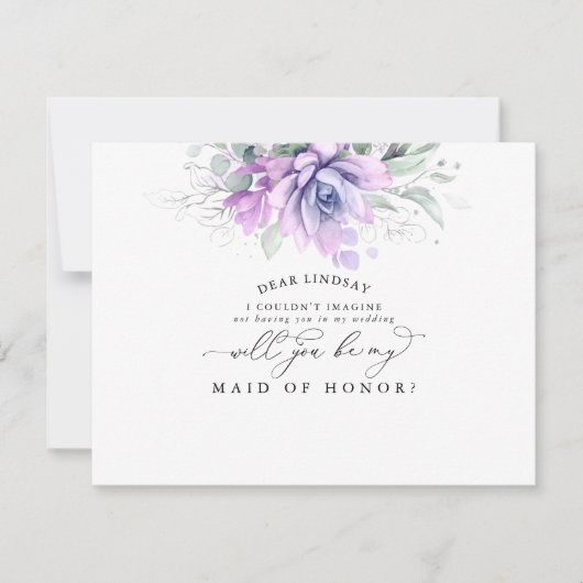 Succulente Greenery Silver Bridesmaid Voorstel Kaart (Voorkant)