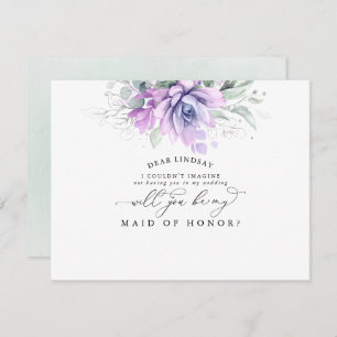 Succulente Greenery Silver Bridesmaid Voorstel Kaart