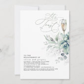 Succulente Greenery Silver Leaves Engagement Party Kaart (Voorkant)