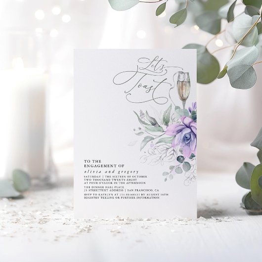 Succulente Greenery Silver Leaves Engagement Party Kaart