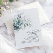 Succulente Greenery Silver Leaves Engagement Party Kaart