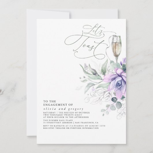 Succulente Greenery Silver Leaves Engagement Party Kaart (Voorkant)