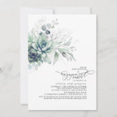 Succulente Greenery Silver Leaves Engagement Party Kaart (Voorkant)