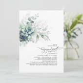 Succulente Greenery Silver Leaves Engagement Party Kaart (Staand voorkant)