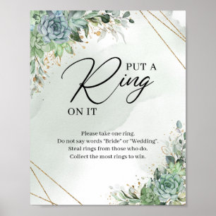 Succulente groene bladeren Plaats een ring op het  Poster