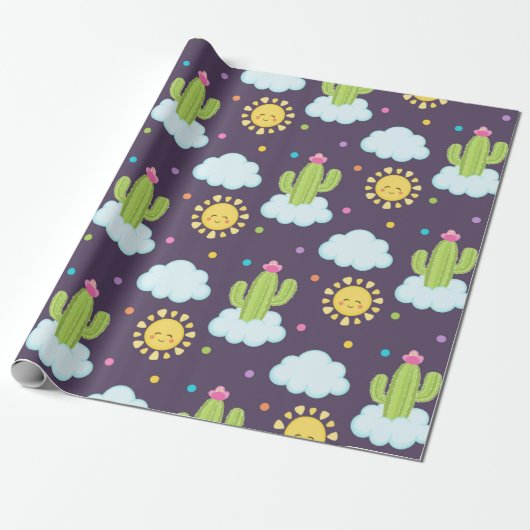 Succulente Hemel Baby Shower Cadeaupapier (Uitgerold)