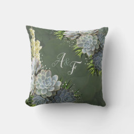 Succulente Hues van Bleke Blues & Green Wedding Gi Kussen