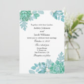 Succulente huwelijksuitnodiging. Munt nodigen bloe Kaart (Staand voorkant)