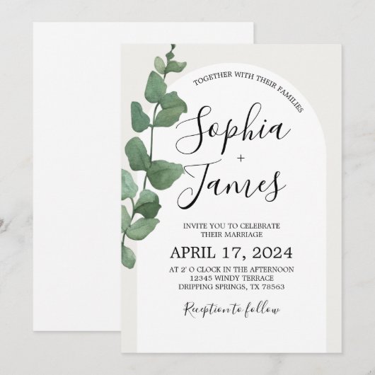 Succulente Moderne Boog Bruiloft Uitnodiging (Voorkant / Achterkant)