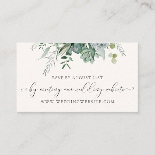 Succulente online Eucalyptus Wedding RSVP-kaart Informatiekaartje (Voorkant)