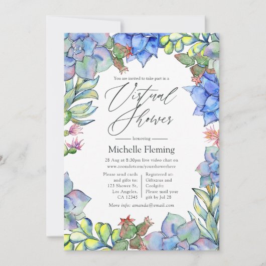 Succulente Plant Virtuele Douche Kaart (Voorkant)