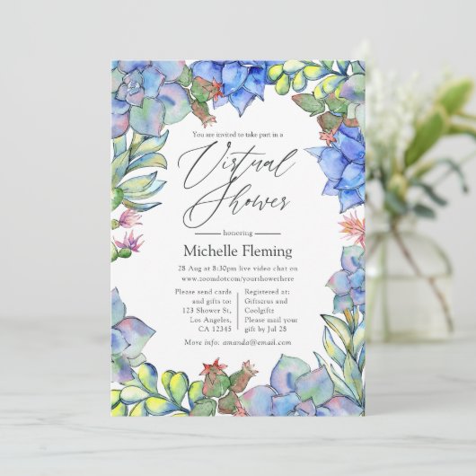 Succulente Plant Virtuele Douche Kaart (Staand voorkant)