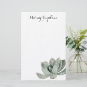 Succulente Plant Waterverf | Jouw namen toevoegen Briefpapier (Staand voorkant)