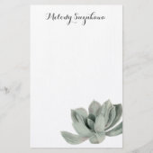 Succulente Plant Waterverf | Jouw namen toevoegen Briefpapier (Voorkant)